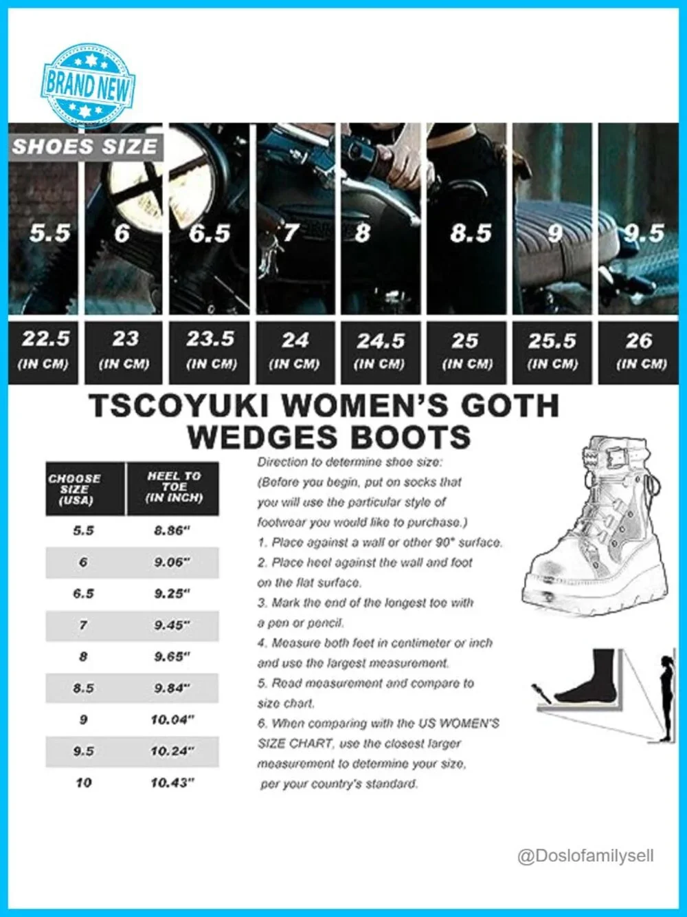 Women's Goth Platform Ankle Boots Vegan PU Leather Chunky Wedge Heel